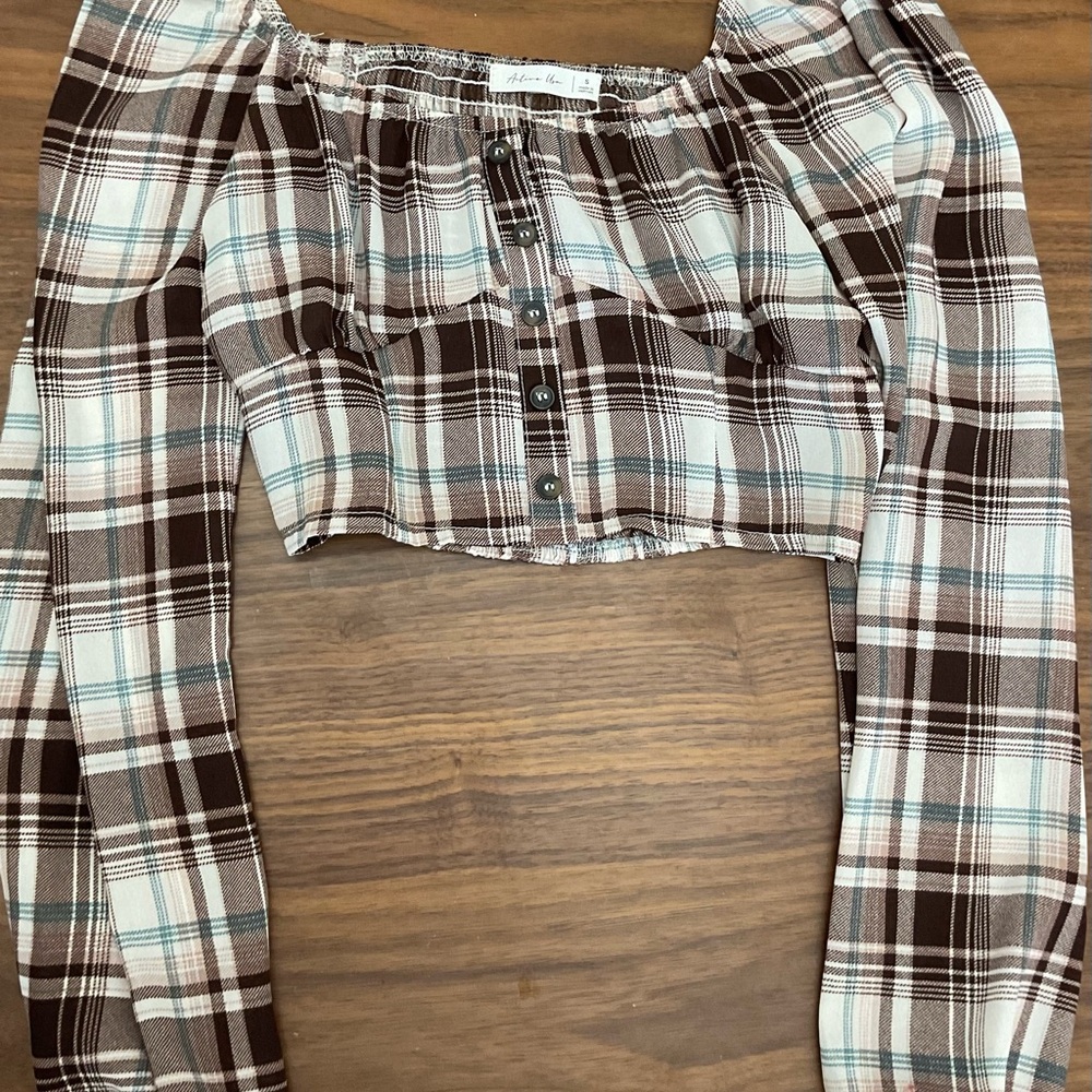 Active USA Multicolor Plaid Crop Top